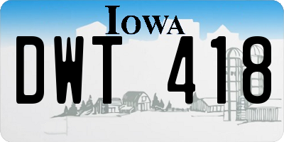 IA license plate DWT418