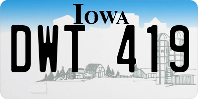 IA license plate DWT419