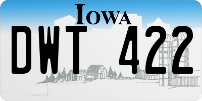 IA license plate DWT422