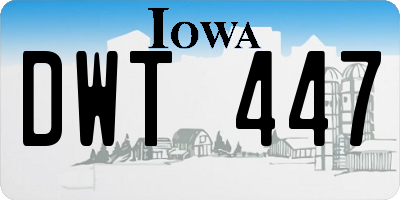 IA license plate DWT447