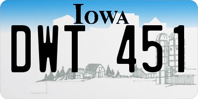 IA license plate DWT451