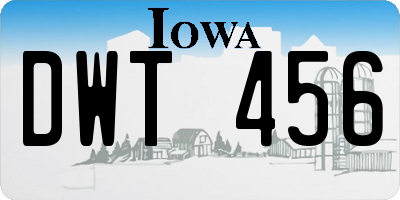 IA license plate DWT456