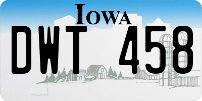 IA license plate DWT458