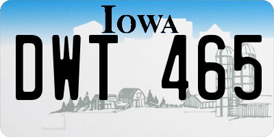 IA license plate DWT465