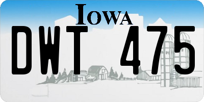 IA license plate DWT475