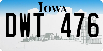 IA license plate DWT476
