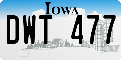 IA license plate DWT477