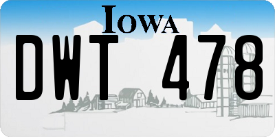 IA license plate DWT478