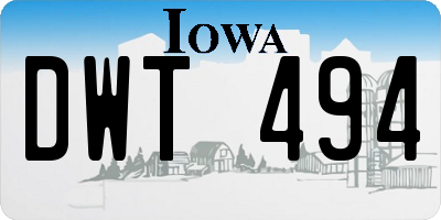 IA license plate DWT494