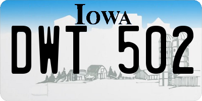 IA license plate DWT502