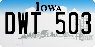 IA license plate DWT503