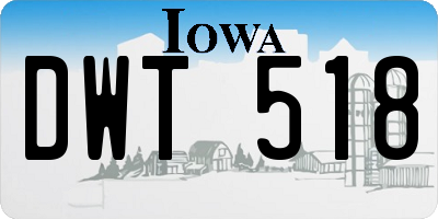 IA license plate DWT518