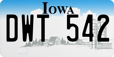 IA license plate DWT542