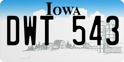 IA license plate DWT543