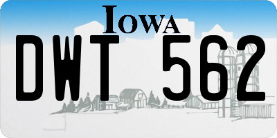 IA license plate DWT562