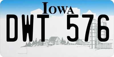 IA license plate DWT576