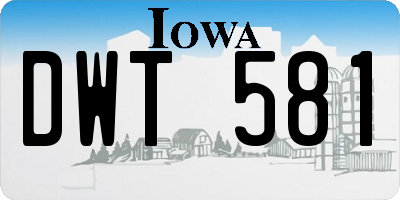 IA license plate DWT581