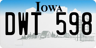 IA license plate DWT598