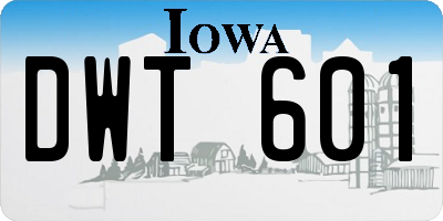IA license plate DWT601