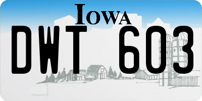 IA license plate DWT603