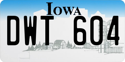 IA license plate DWT604