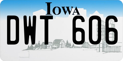 IA license plate DWT606