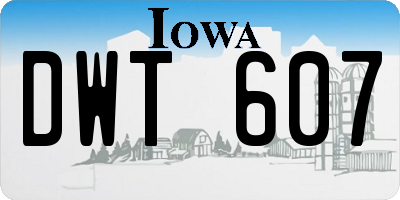 IA license plate DWT607