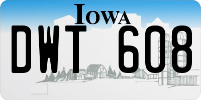 IA license plate DWT608