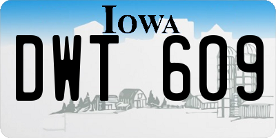 IA license plate DWT609