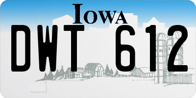 IA license plate DWT612