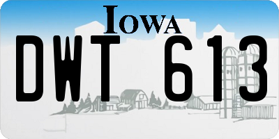 IA license plate DWT613