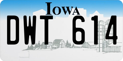 IA license plate DWT614