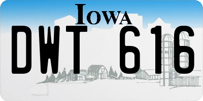 IA license plate DWT616