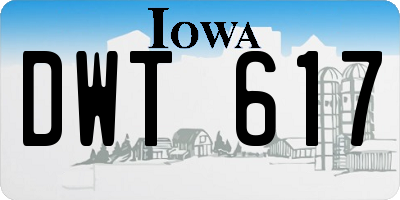 IA license plate DWT617