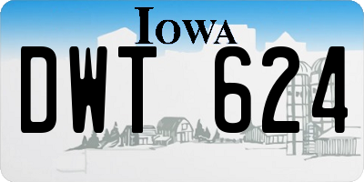 IA license plate DWT624