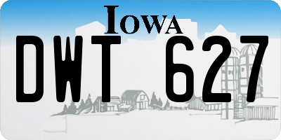 IA license plate DWT627