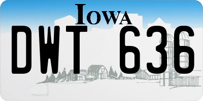 IA license plate DWT636