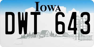 IA license plate DWT643