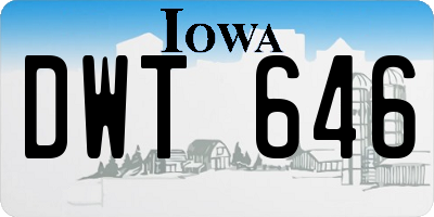 IA license plate DWT646