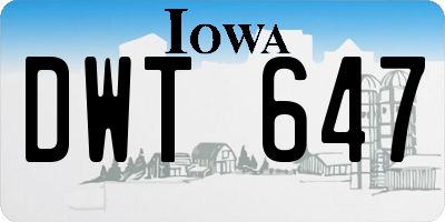 IA license plate DWT647