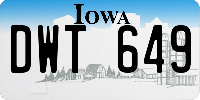 IA license plate DWT649