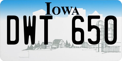 IA license plate DWT650