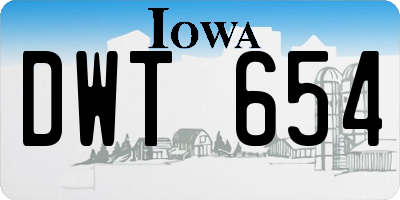 IA license plate DWT654