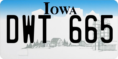 IA license plate DWT665