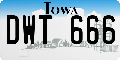 IA license plate DWT666