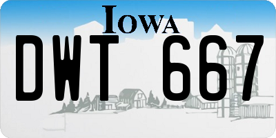 IA license plate DWT667