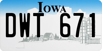IA license plate DWT671