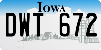 IA license plate DWT672