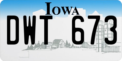IA license plate DWT673