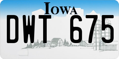 IA license plate DWT675